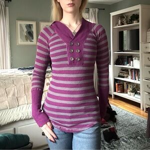 free people vintage hooded henley button up